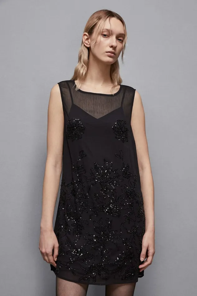 Patrizia Pepe Dresses Embroidered Dress With Beads And Sequins Black 8211 Women
