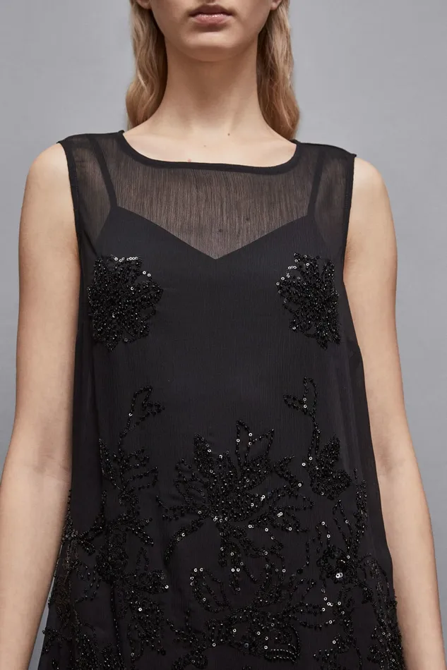 Patrizia Pepe Dresses Embroidered Dress With Beads And Sequins Black 8211 Women