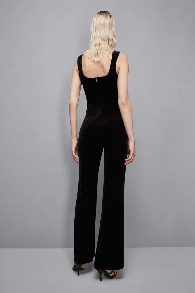 Patrizia Pepe Dresses Essential Velvet Bustier Jumpsuit Black 8211 Women