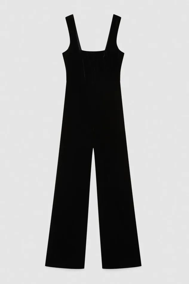 Patrizia Pepe Dresses Essential Velvet Bustier Jumpsuit Black 8211 Women
