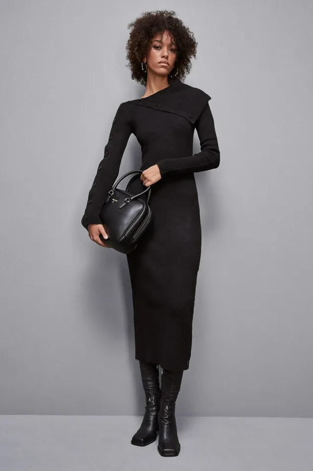 Patrizia Pepe Dresses LongSleeved Midi Dress Black 8211 Women