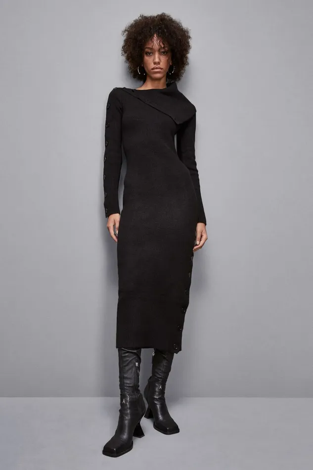Patrizia Pepe Dresses LongSleeved Midi Dress Black 8211 Women