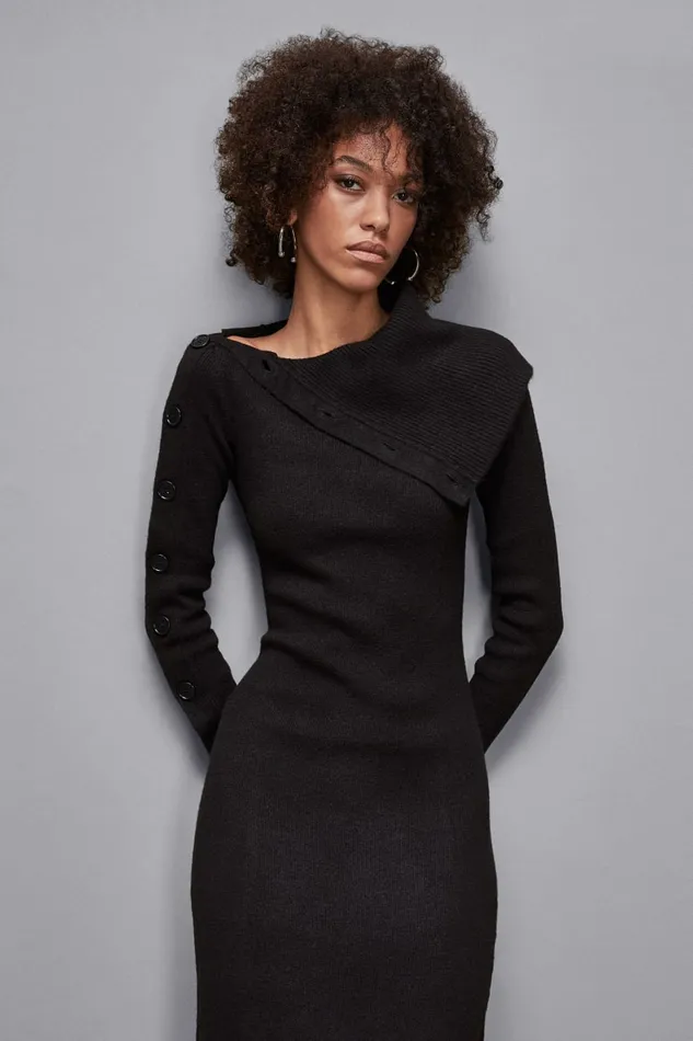 Patrizia Pepe Dresses LongSleeved Midi Dress Black 8211 Women