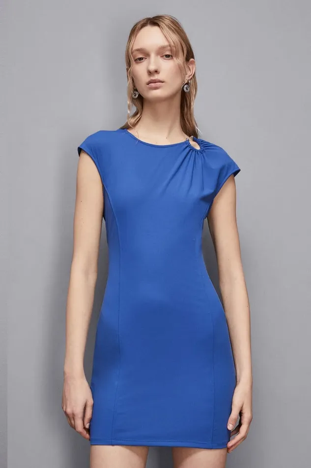 Patrizia Pepe Dresses Mini Dress With Piercing Detail Blue 8211 Women