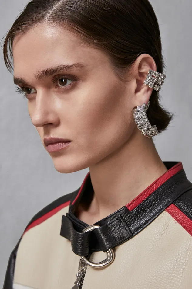Patrizia Pepe Earrings Diamond Cut Ear Cuff Silver 8211 Women