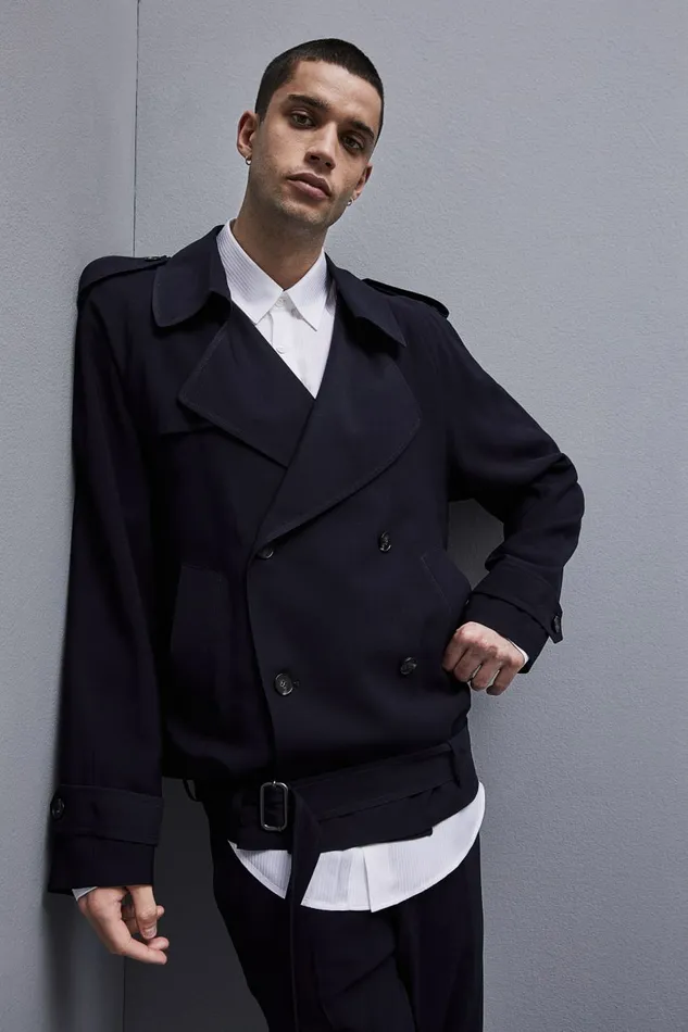 Patrizia Pepe Jackets Short TrenchEffect Jacket In Viscose Twill Blue 8211 Men Patrizia Pepe Jackets Short TrenchEffect Jacket In Viscose Twill Blue 8211 Men