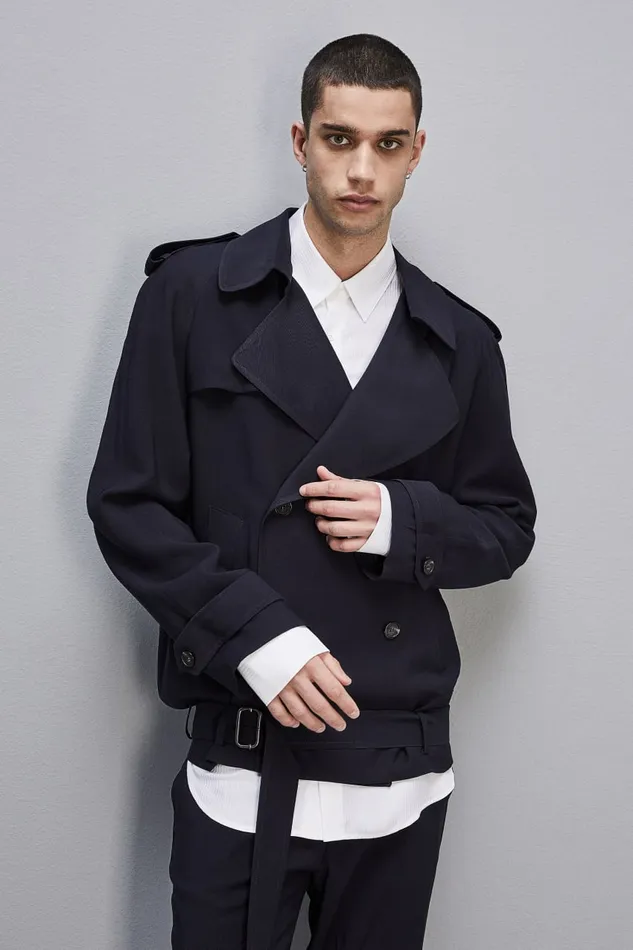 Patrizia Pepe Jackets Short TrenchEffect Jacket In Viscose Twill Blue 8211 Men