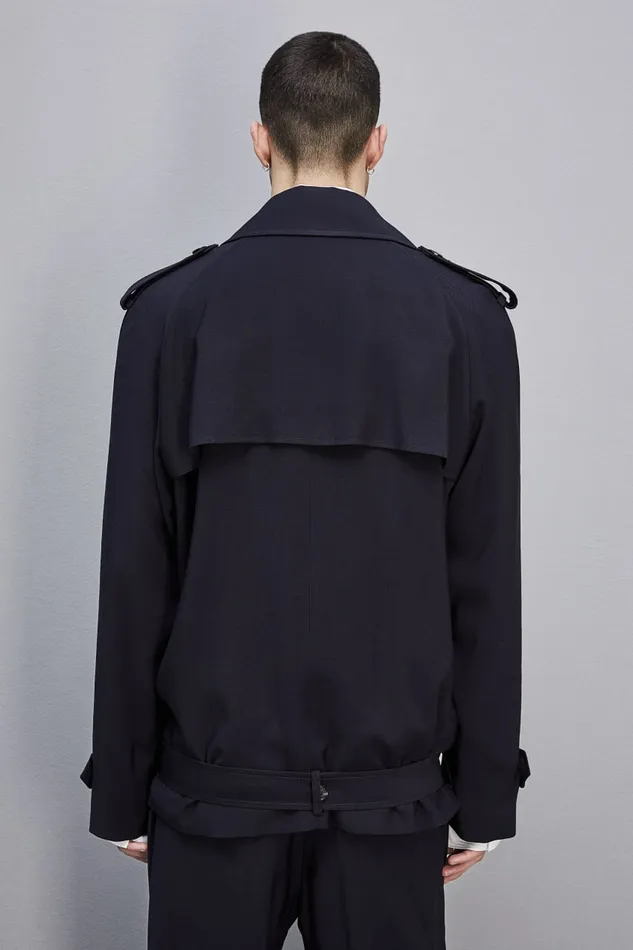 Patrizia Pepe Jackets Short TrenchEffect Jacket In Viscose Twill Blue 8211 Men