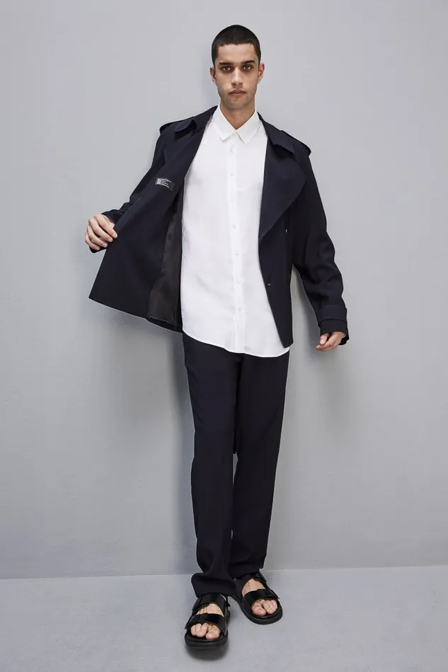 Patrizia Pepe Jackets Short TrenchEffect Jacket In Viscose Twill Blue 8211 Men