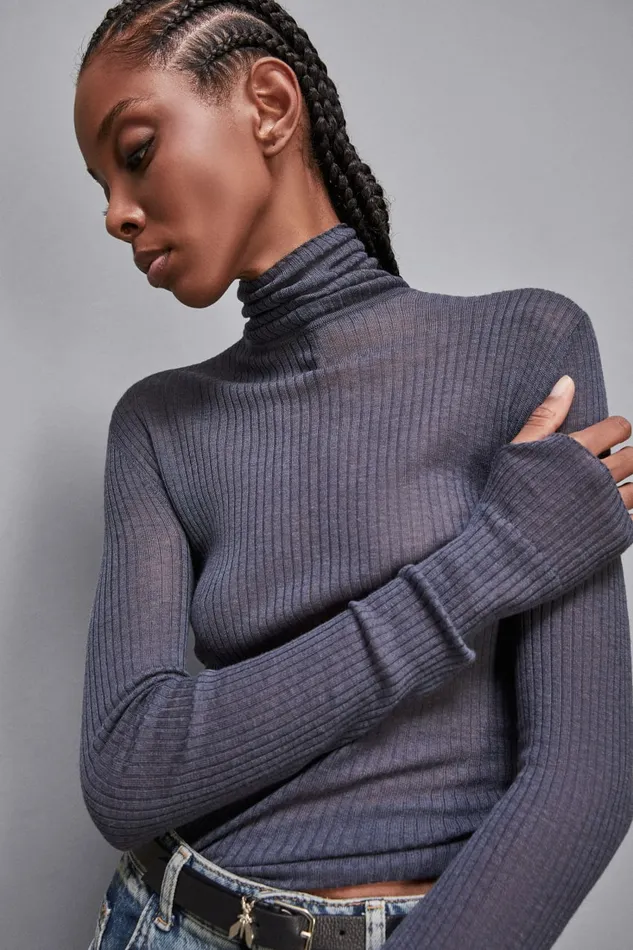 Patrizia Pepe Knitwear Essential Slim Fit Wool Sweater Grey 8211 Women