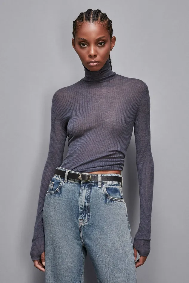Patrizia Pepe Knitwear Essential Slim Fit Wool Sweater Grey 8211 Women