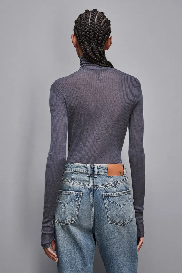 Patrizia Pepe Knitwear Essential Slim Fit Wool Sweater Grey 8211 Women