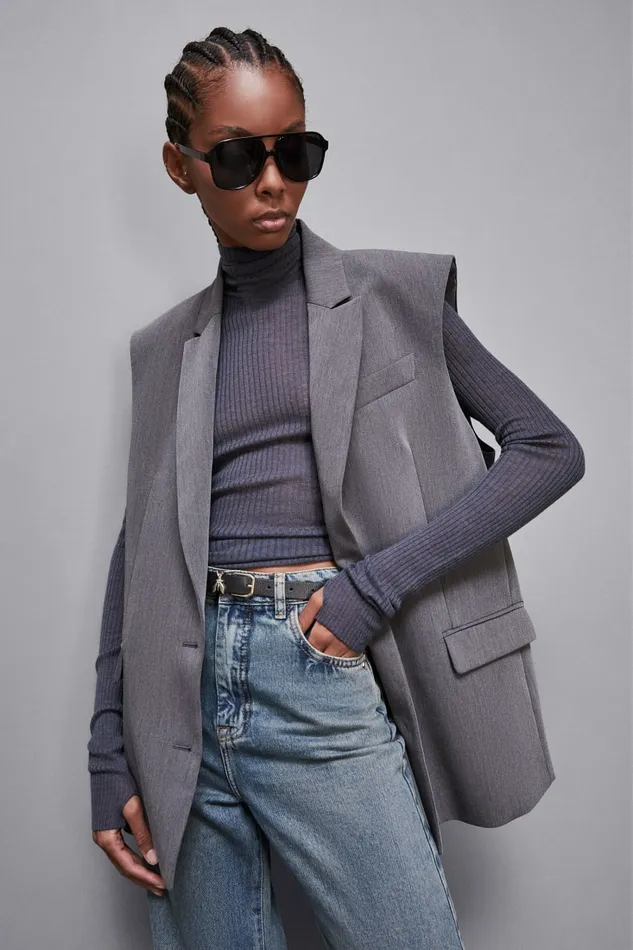Patrizia Pepe Knitwear Essential Slim Fit Wool Sweater Grey 8211 Women