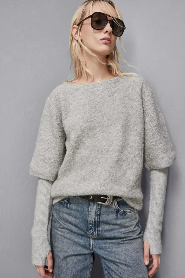 Patrizia Pepe Knitwear HalfSleeved Boucl Sweater Grey 8211 Women