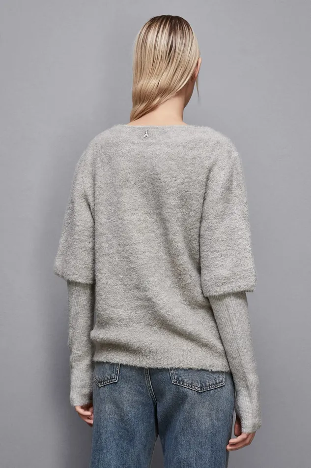 Patrizia Pepe Knitwear HalfSleeved Boucl Sweater Grey 8211 Women