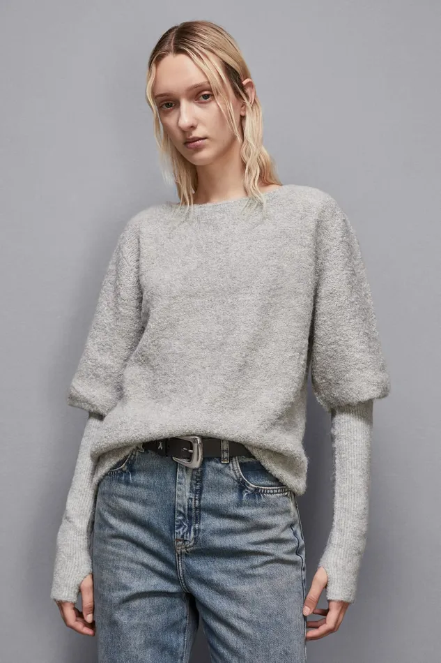 Patrizia Pepe Knitwear HalfSleeved Boucl Sweater Grey 8211 Women