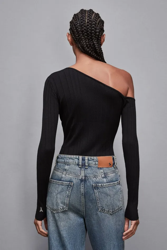 Patrizia Pepe Knitwear Slim Fit Bodysuit In Wool Blend Black 8211 Women