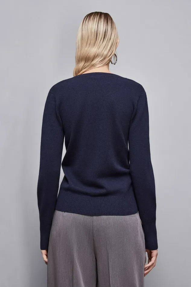 Patrizia Pepe Knitwear VNeck Cashmere Jumper Blue 8211 Women