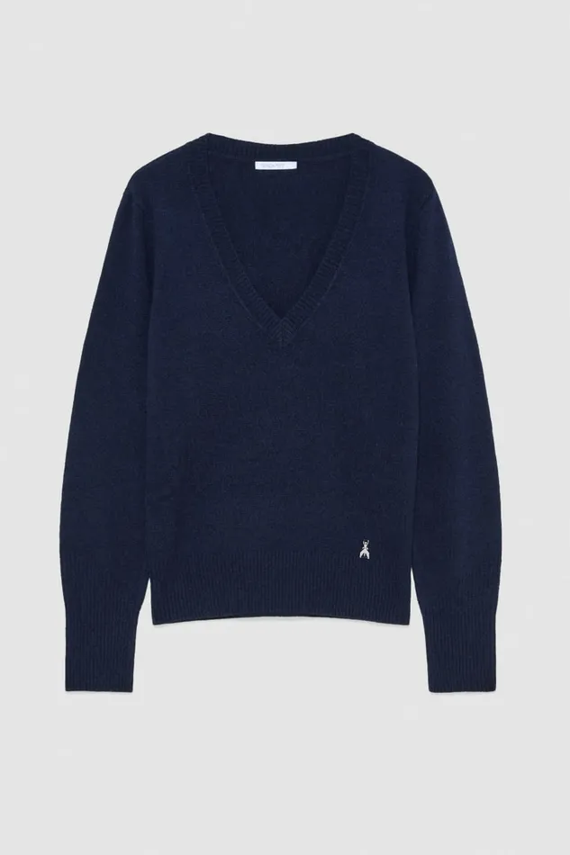 Patrizia Pepe Knitwear VNeck Cashmere Jumper Blue 8211 Women