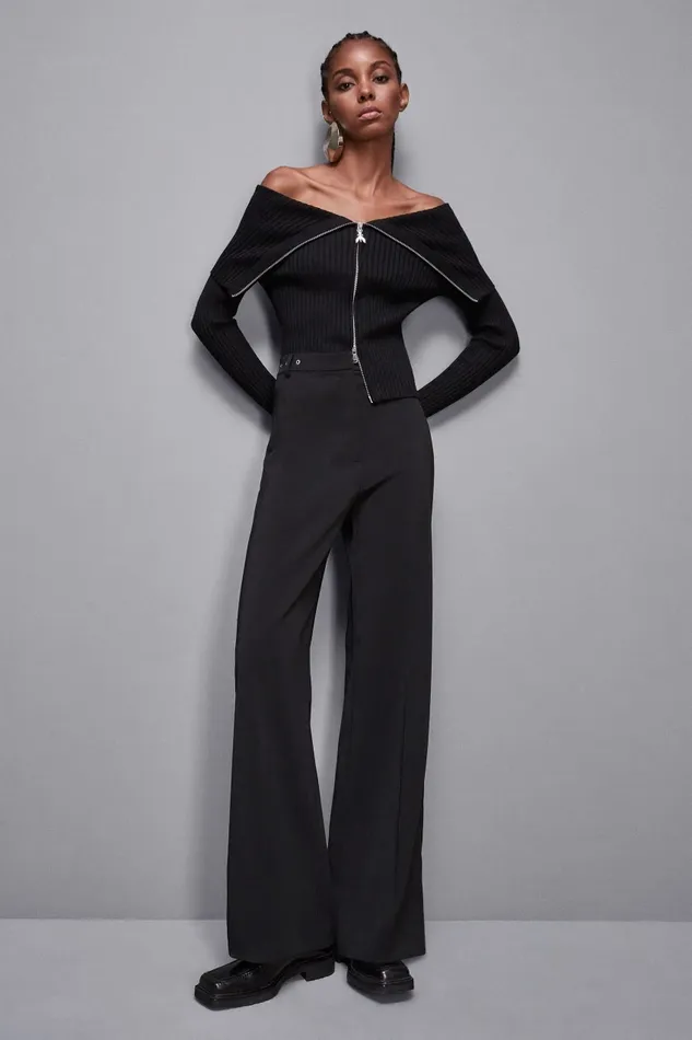 Patrizia Pepe Tailleur Essential Viscose Blend Ribbed Knitting Sweater Black 8211 Women