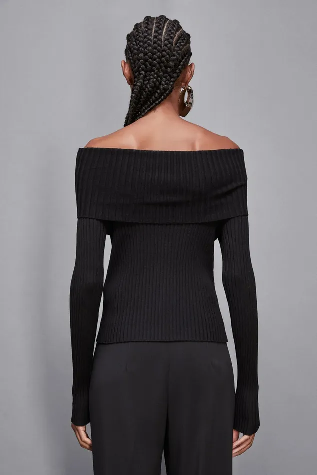 Patrizia Pepe Tailleur Essential Viscose Blend Ribbed Knitting Sweater Black 8211 Women
