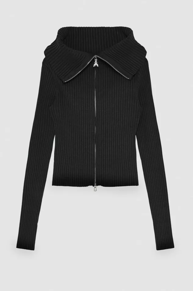 Patrizia Pepe Tailleur Essential Viscose Blend Ribbed Knitting Sweater Black 8211 Women