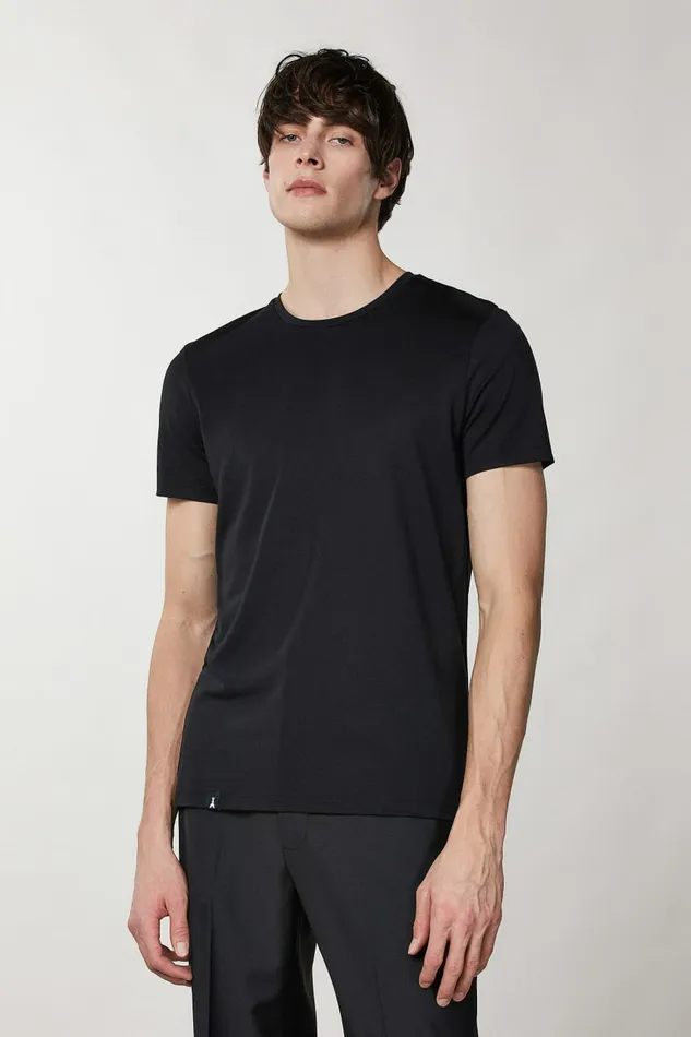 Patrizia Pepe Tops and Shirts Slim Fit TShirt In Lyocell Jersey And Cotton Black 8211 Men