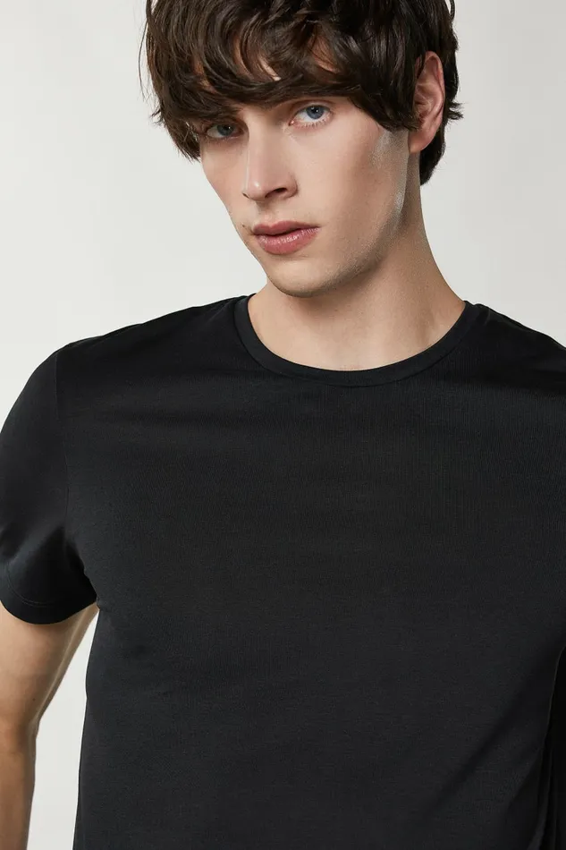 Patrizia Pepe Tops and Shirts Slim Fit TShirt In Lyocell Jersey And Cotton Black 8211 Men