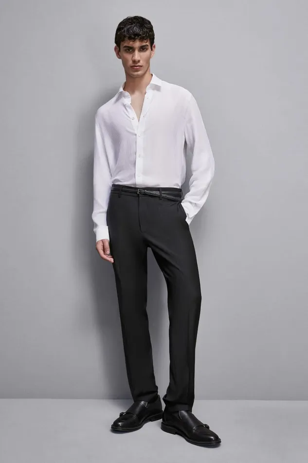 Patrizia Pepe Tops and Shirts Viscose Twill Jacquard Shirt White 8211 Men