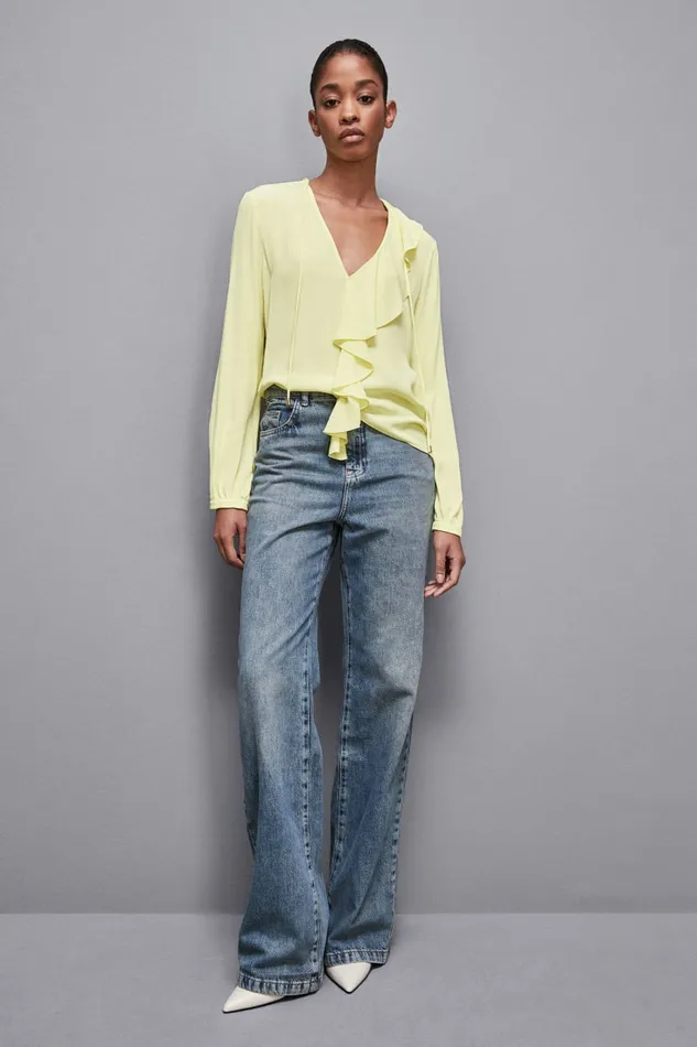 Patrizia Pepe Tops Essential Crepe Blouse Yellow 8211 Women