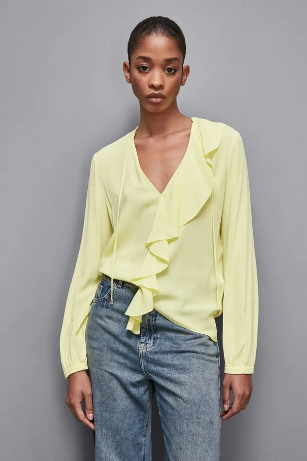 Patrizia Pepe Tops Essential Crepe Blouse Yellow 8211 Women
