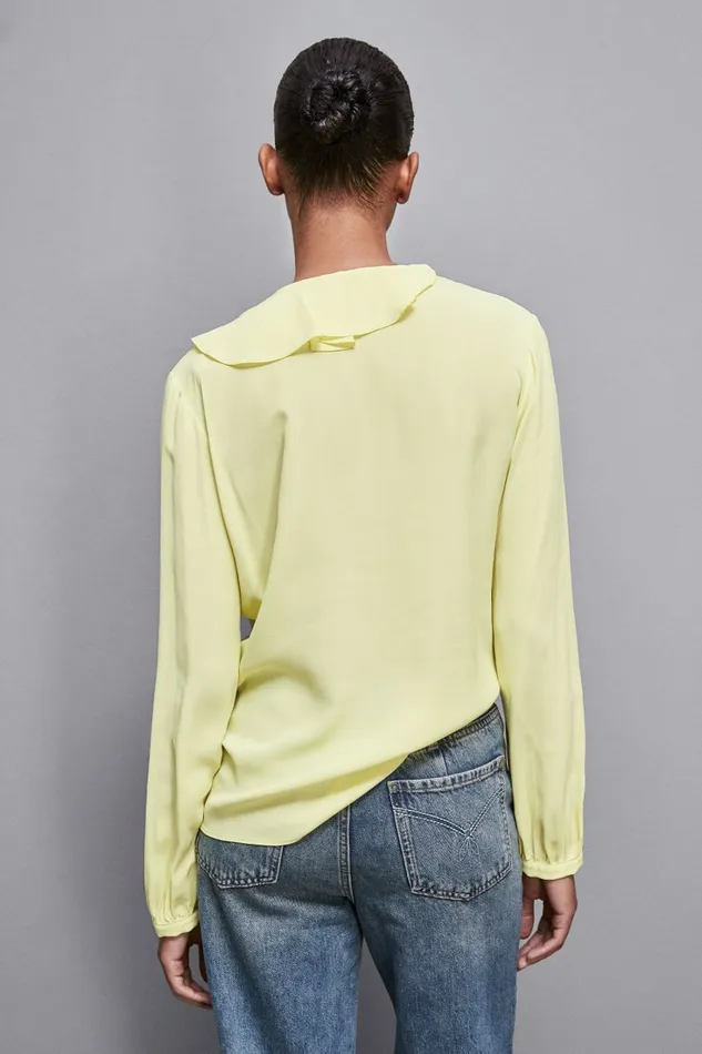 Patrizia Pepe Tops Essential Crepe Blouse Yellow 8211 Women