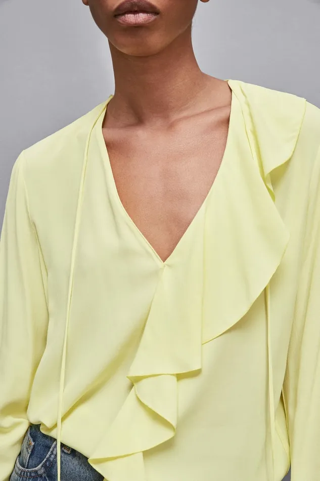 Patrizia Pepe Tops Essential Crepe Blouse Yellow 8211 Women