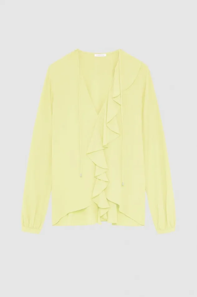Patrizia Pepe Tops Essential Crepe Blouse Yellow 8211 Women