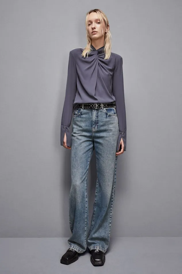 Patrizia Pepe Tops Essential Viscose Twill Blouse Grey 8211 Women