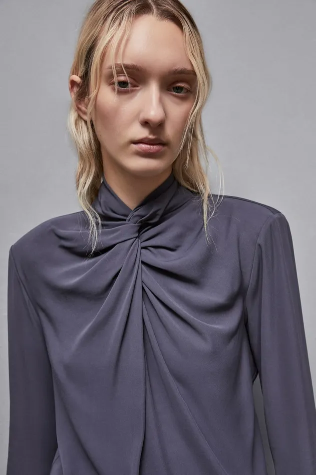 Patrizia Pepe Tops Essential Viscose Twill Blouse Grey 8211 Women