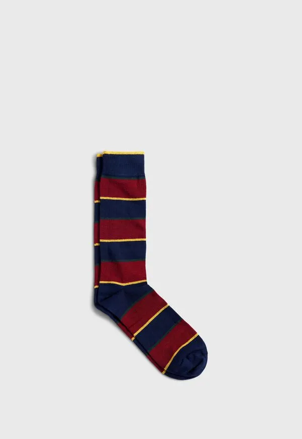 Paulstuart Cotton Regimental Stripe Sock NavyGold Mens Socks