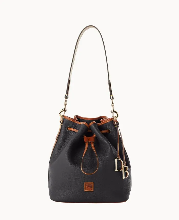 Pebble Grain Drawstring Black Woman Dooney and Bourke Shoulder Bags