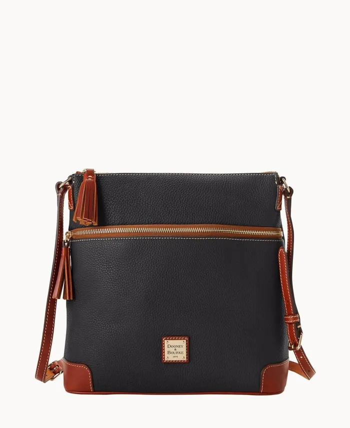 Pebble Grain Large Tassel Crossbody Black Woman Dooney and Bourke Crossbodies