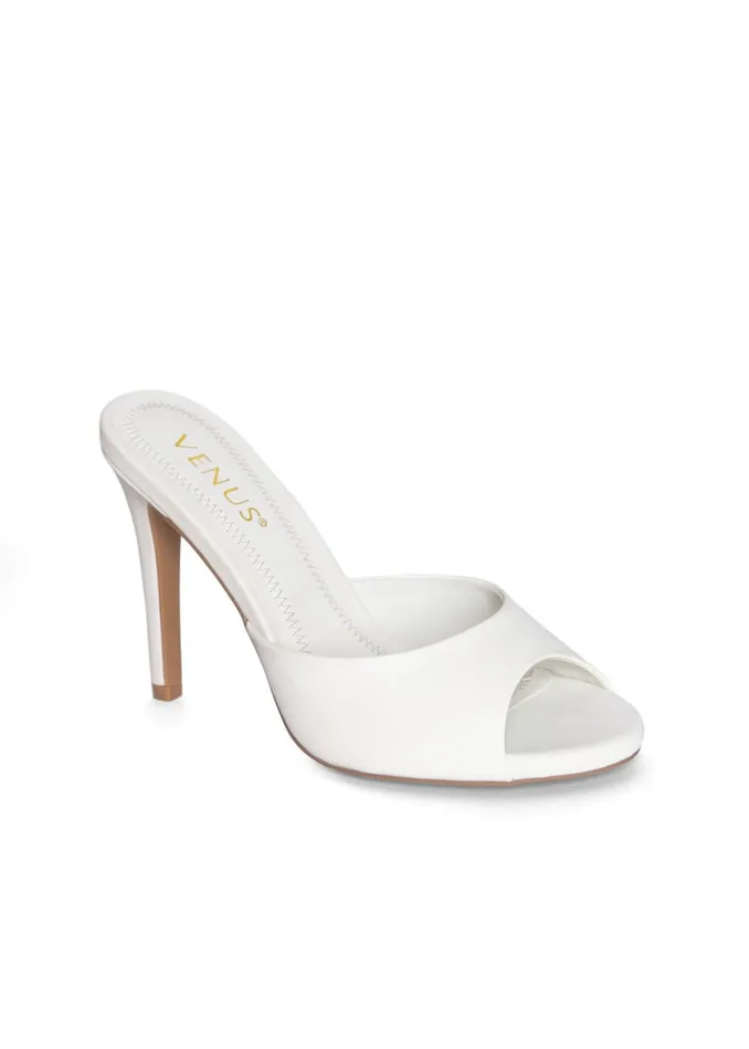 PEEP TOE MULES White Women VENUS Heels