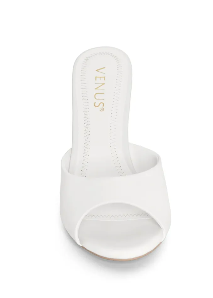 PEEP TOE MULES White Women VENUS Heels
