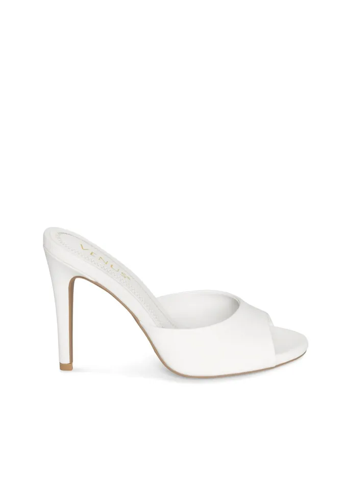 PEEP TOE MULES White Women VENUS Heels