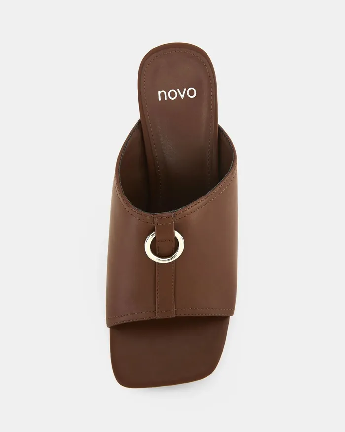Peep Toes FRODO MILK CHOCOLATE Open Toe Heels NOVO Shoes Women