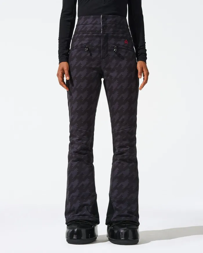 Perfect Moment HighWaist Houndstooth Aurora Flare Ski Pant Black Houndstooth Women Pants