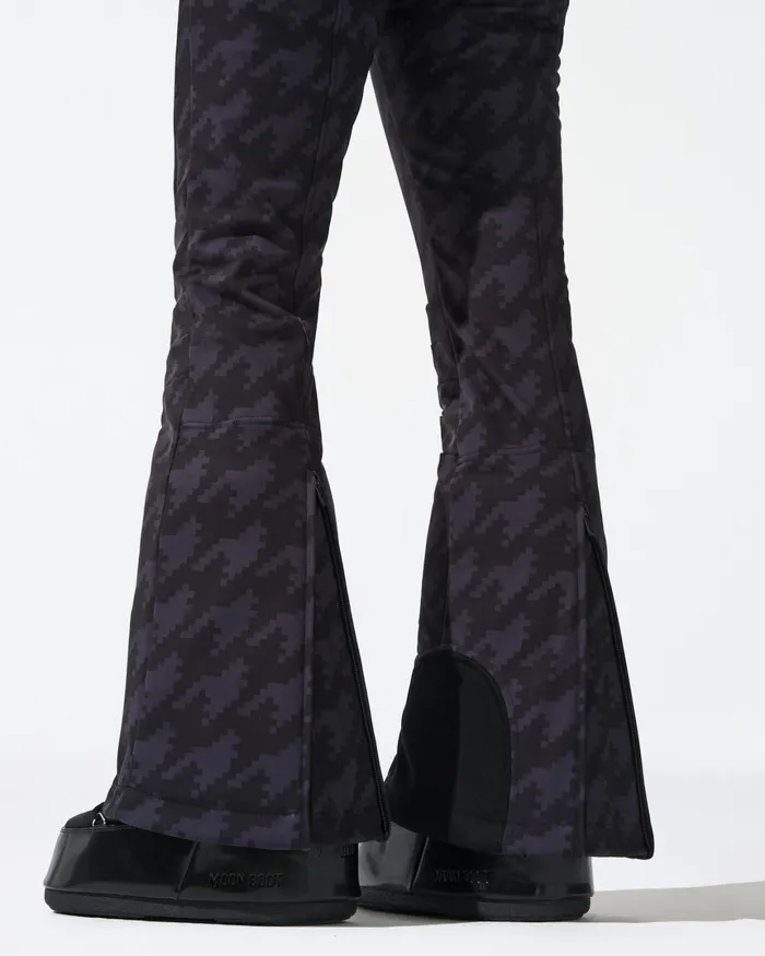 Perfect Moment HighWaist Houndstooth Aurora Flare Ski Pant Black Houndstooth Women Pants