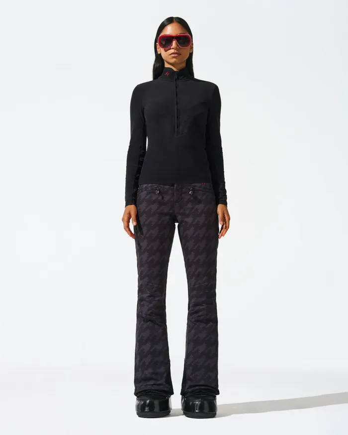 Perfect Moment HighWaist Houndstooth Aurora Flare Ski Pant Black Houndstooth Women Pants