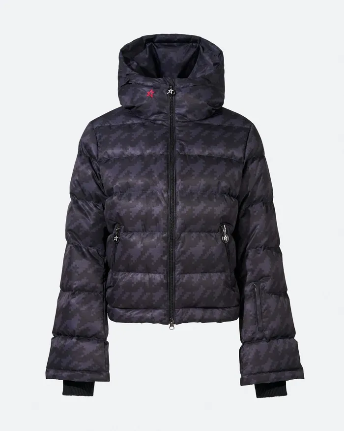 Perfect Moment Houndstooth Polar Flare Down Jacket Black Houndstooth Women Jackets Perfect Moment Houndstooth Polar Flare Down Jacket Black Houndstooth Women Jackets