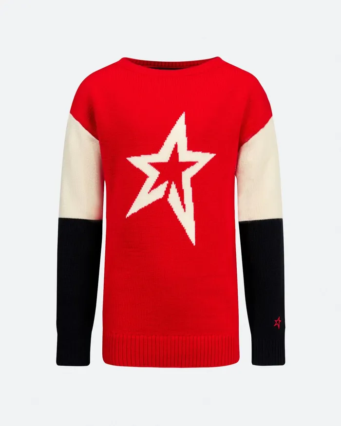 Perfect Moment Merino Wool Crewneck Sweater Red Kids Knitwear