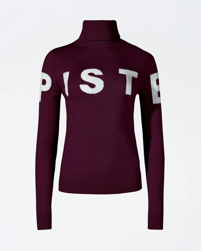 Perfect Moment Piste Merino Wool Sweater Burgundy Women Tops