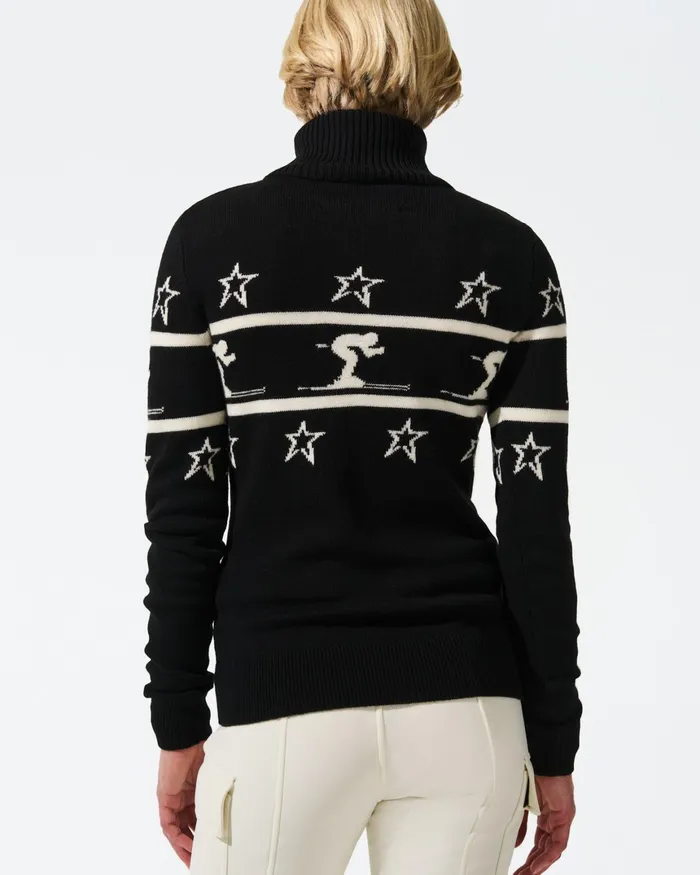 Perfect Moment Skiier Merino Wool Turtleneck Black Women Tops